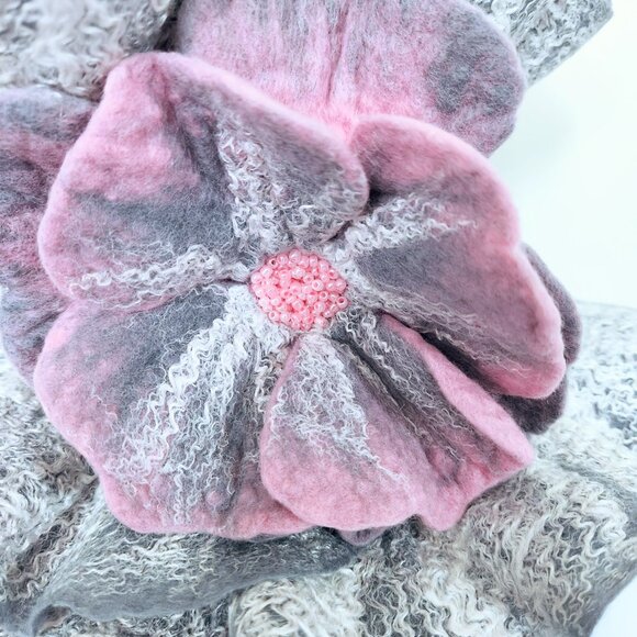 NWOT Handmade Felted Wool Wrap Scarf, Silk-Soft Nuno Felt, Women Neck Warmer - Picture 3 of 13